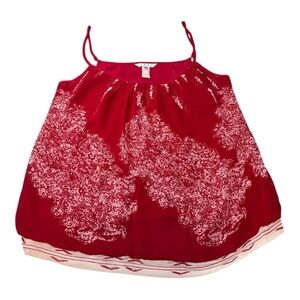CAbi Red & Cream Floral Camisole Blouse Tank Top Size Small